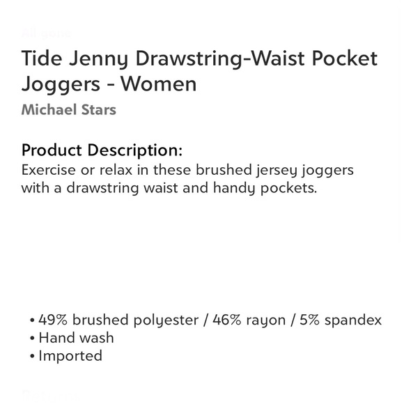 Michael Stars Tide Jenny Drawstring-Waist pocket Joggers Women’s Size XS NEW - Picture 3 of 3